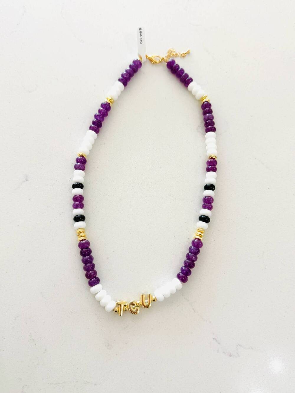 NEW GEMELLI tcu beaded necklace in white